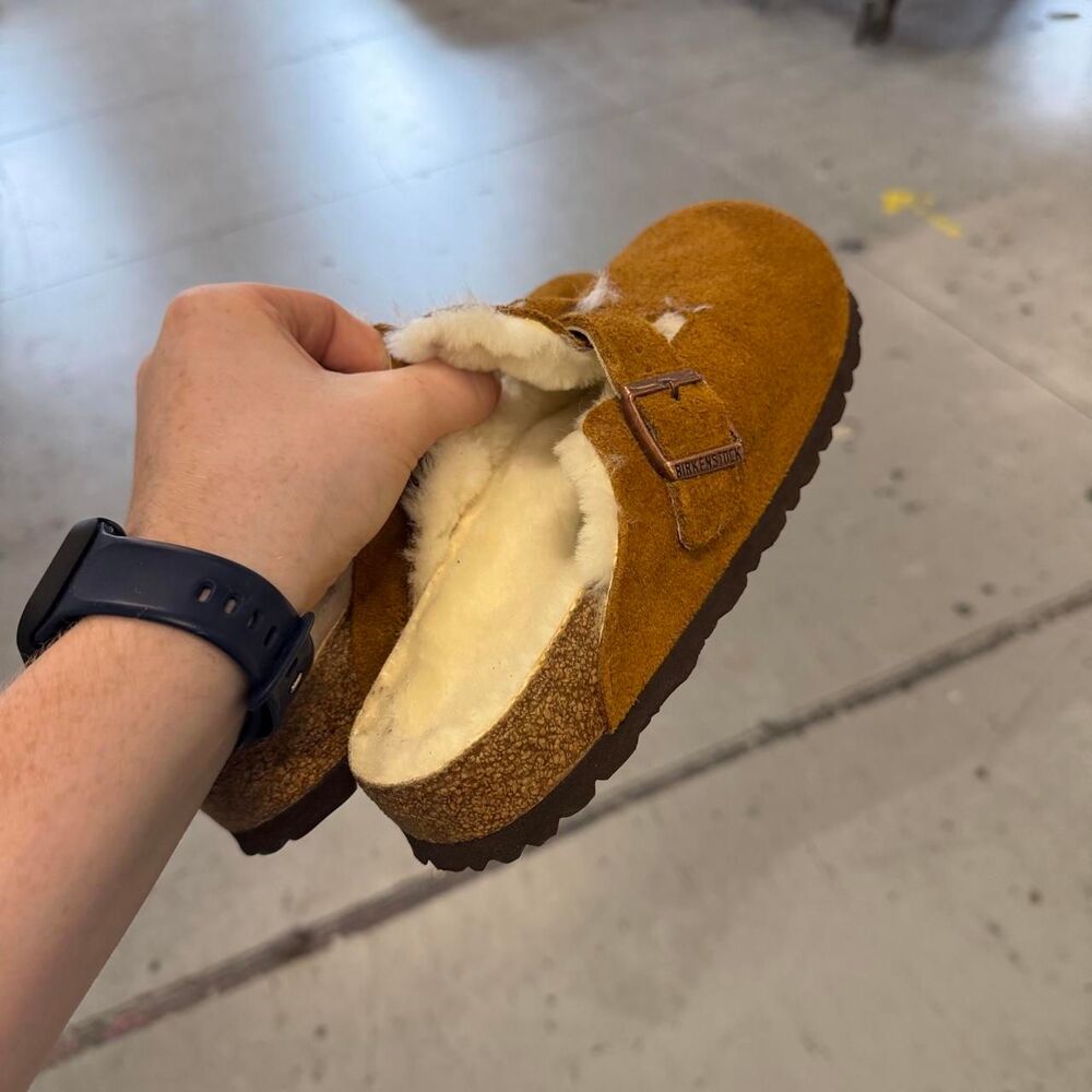 Birkenstock Boston Shearling Clog Womens Size 6 R 40 Germany Made Suede Shoes - Picture 4 of 6